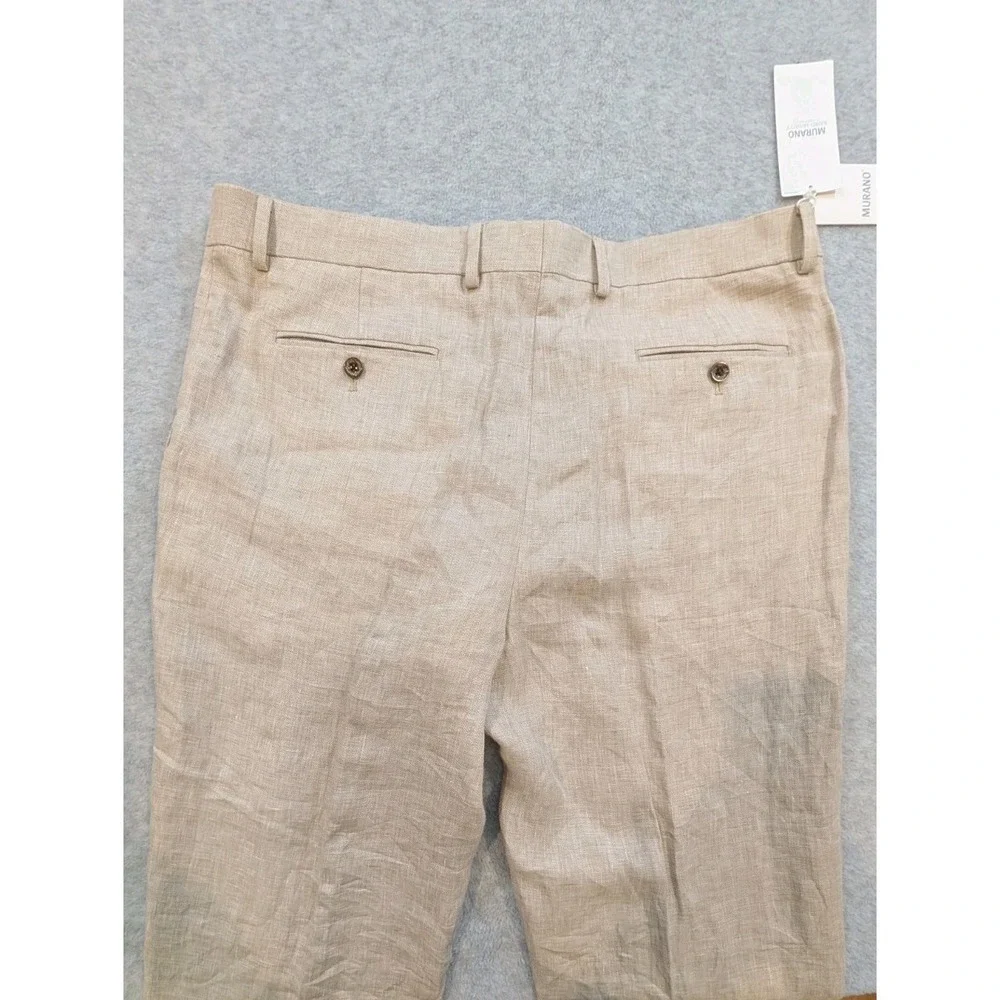 Murano Baird McNutt Linen Pants Mens 40x36 Tan 100% Linen Zac Fit Cuffed